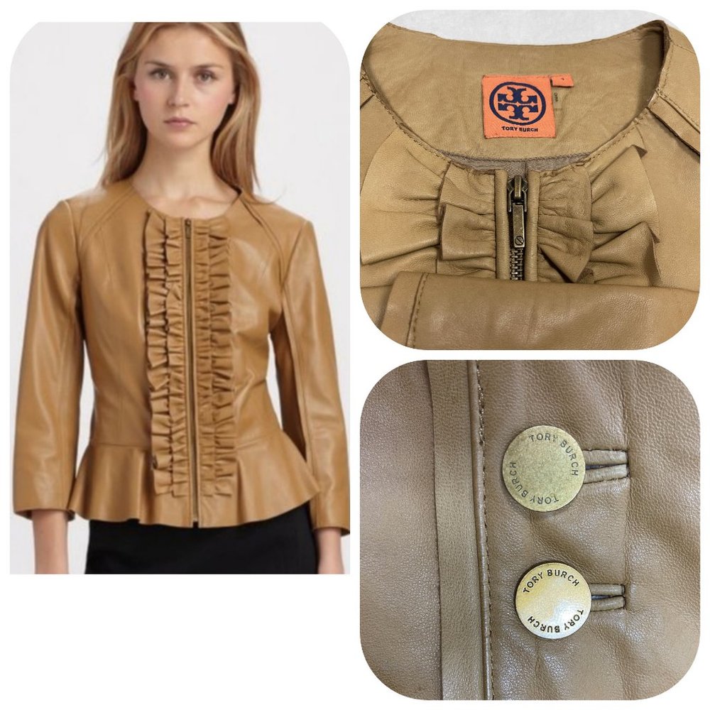 Auc Tory Burch peplum Leather jacket